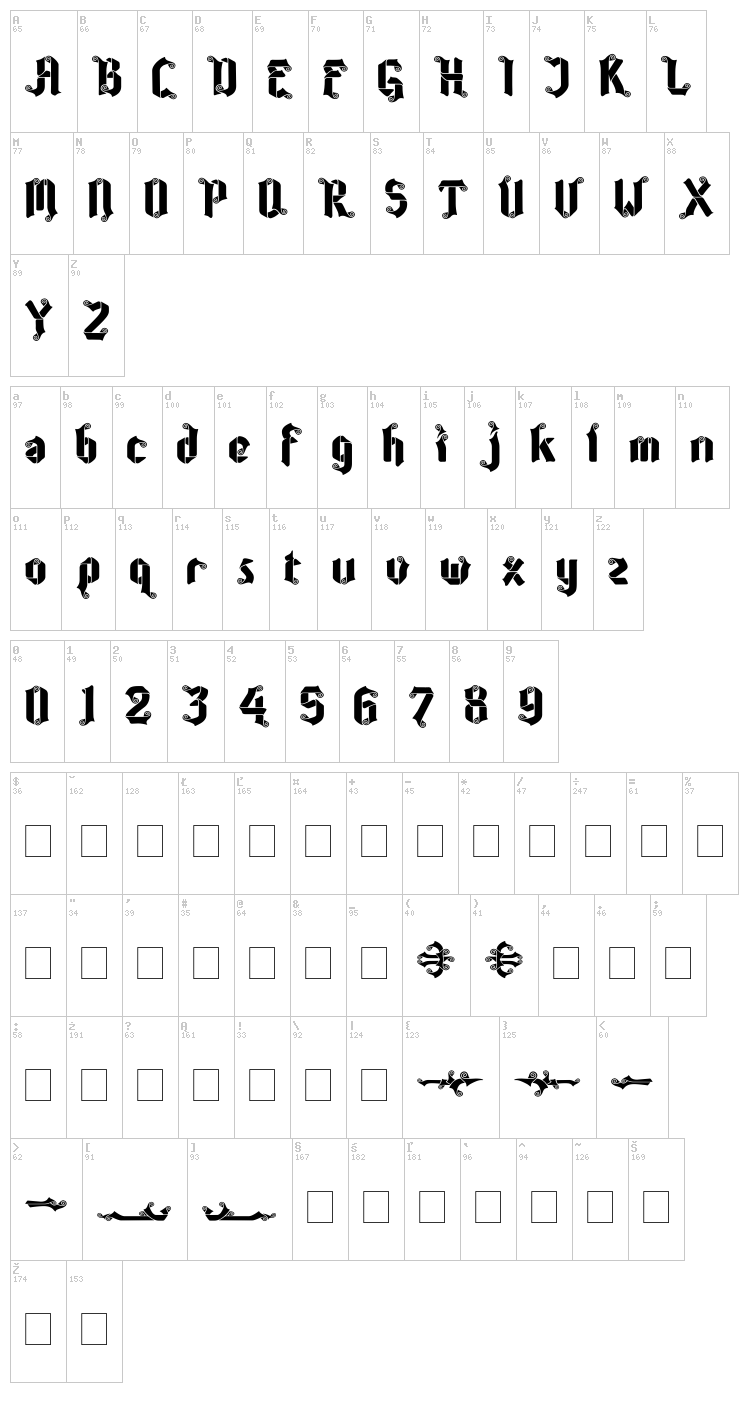 Coolin Cheer font map